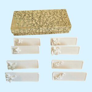 Set of 8 Vintage Lenwile China Ardalt Japan Verithin Porcelain Place Markers 3"